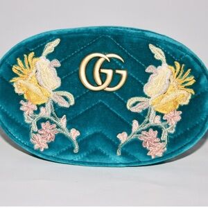 Gucci Turquoise Floral Embroidered Belt Bag
